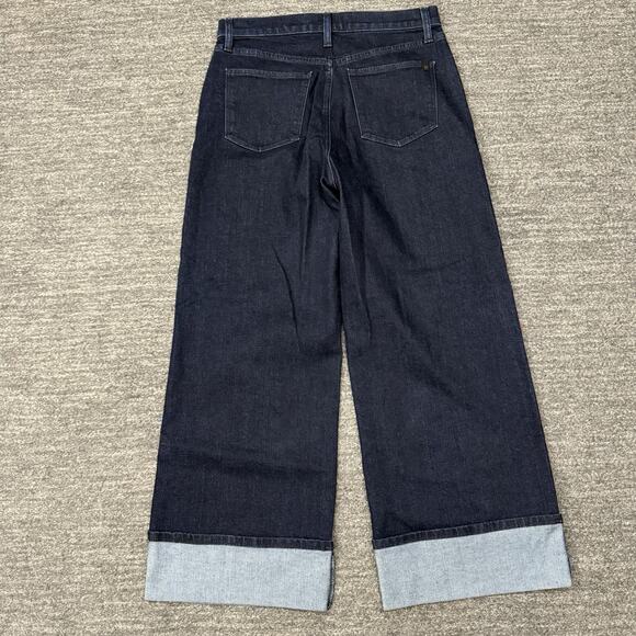 Joes Jeans Women 29 High Rise Wide Leg Cuffed Trixie Don't Worry Dark Wash Denim - Picture 2 of 11